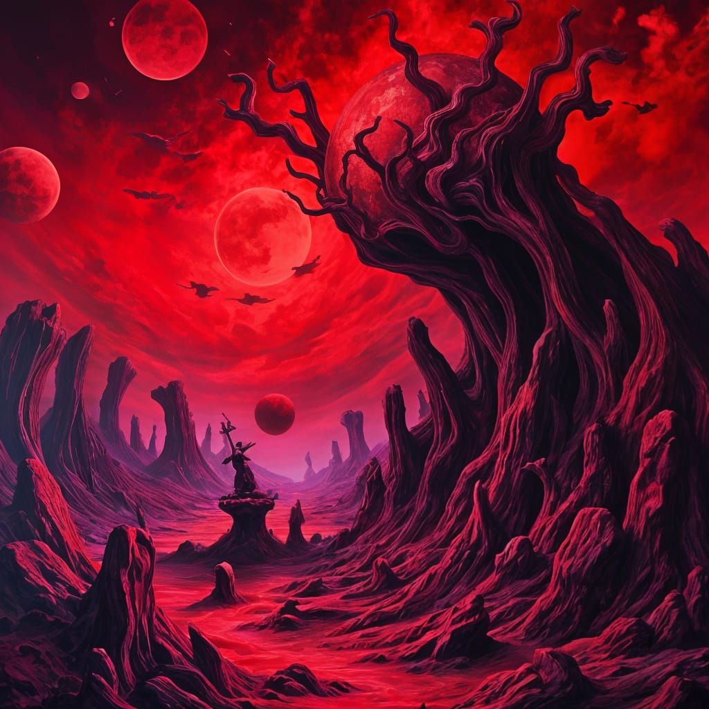 Surreal Image in Red and Purple Tones