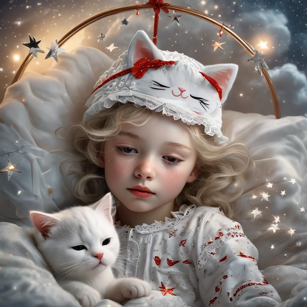A little girl & her cat