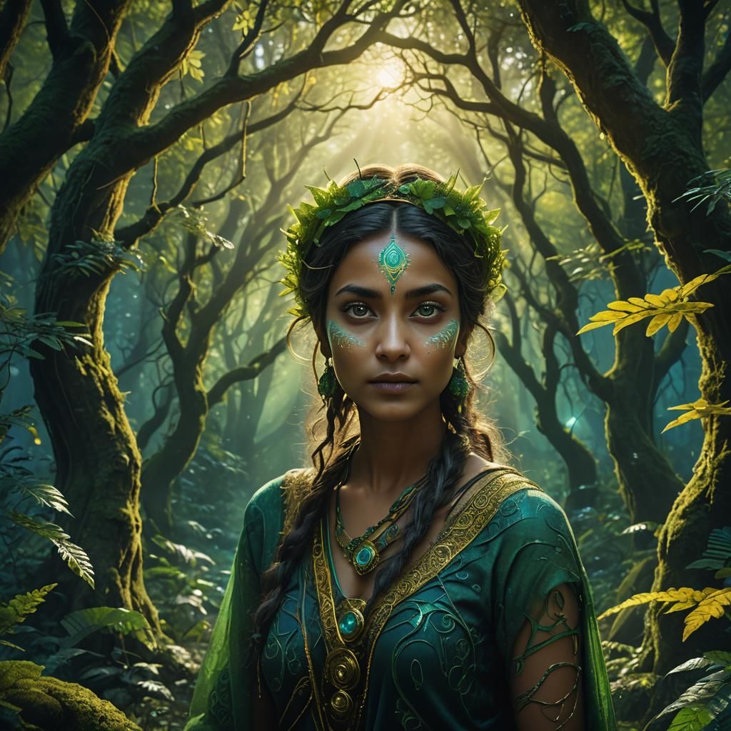 Mystical Forest Portrait of Babszem Baba in Digital Art