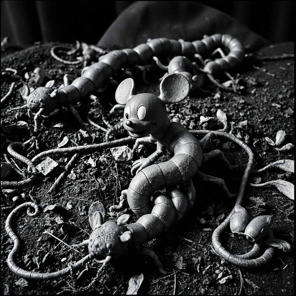 Surreal Centipede Mickey Mouse in Eccentric Photo Style