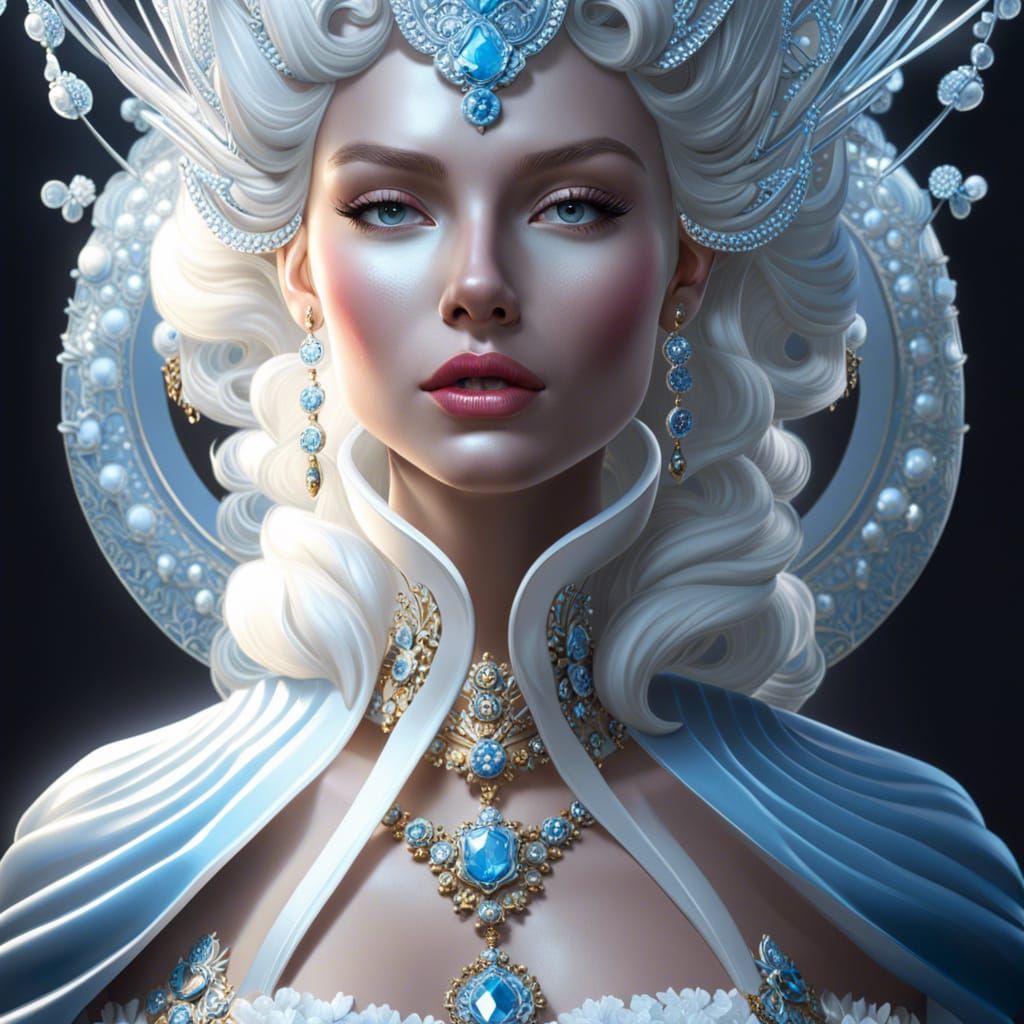 Hyperdetailed Rococo Ice Queen in Photorealistic Style