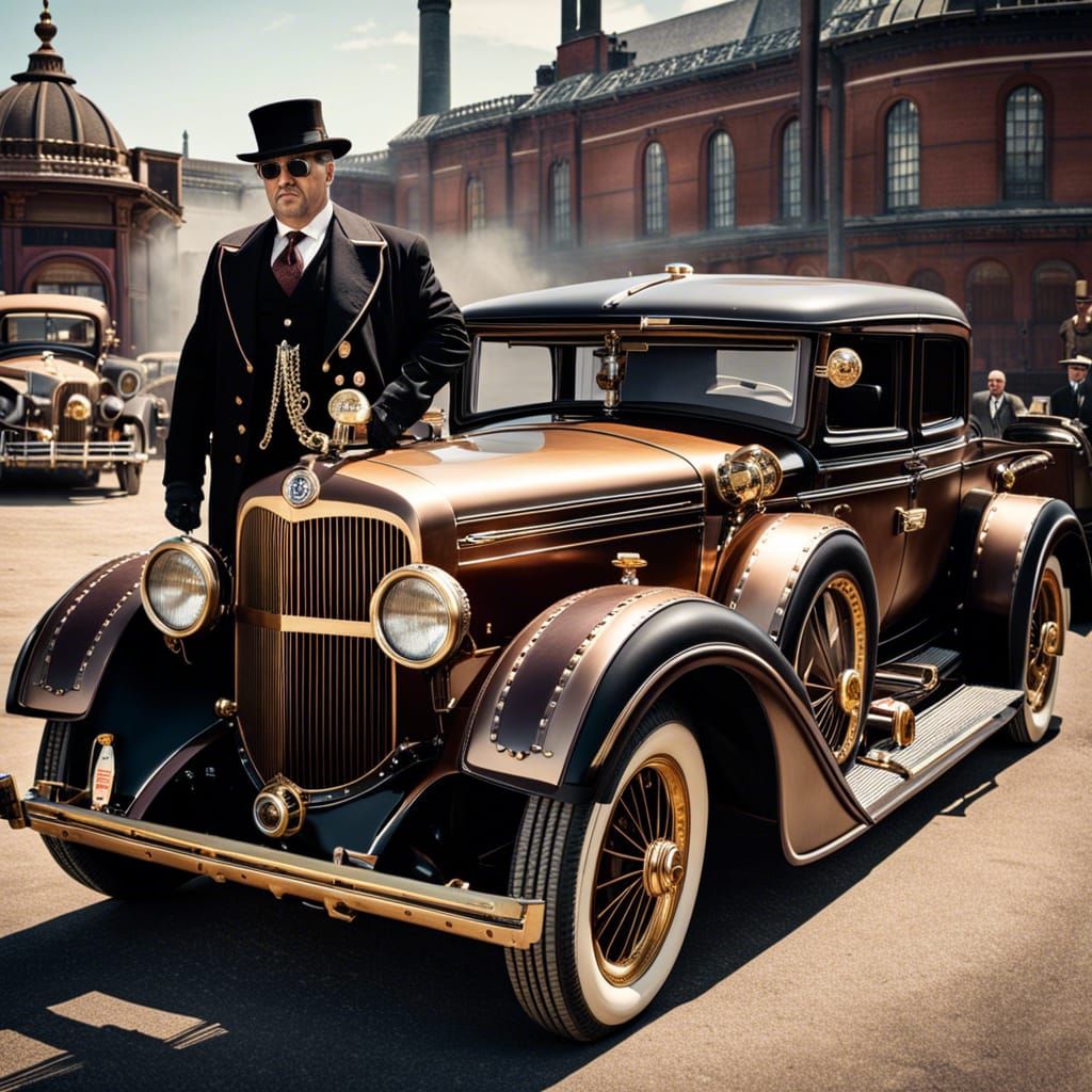 Steampunk Al Capone with Modified Mercury Coupe