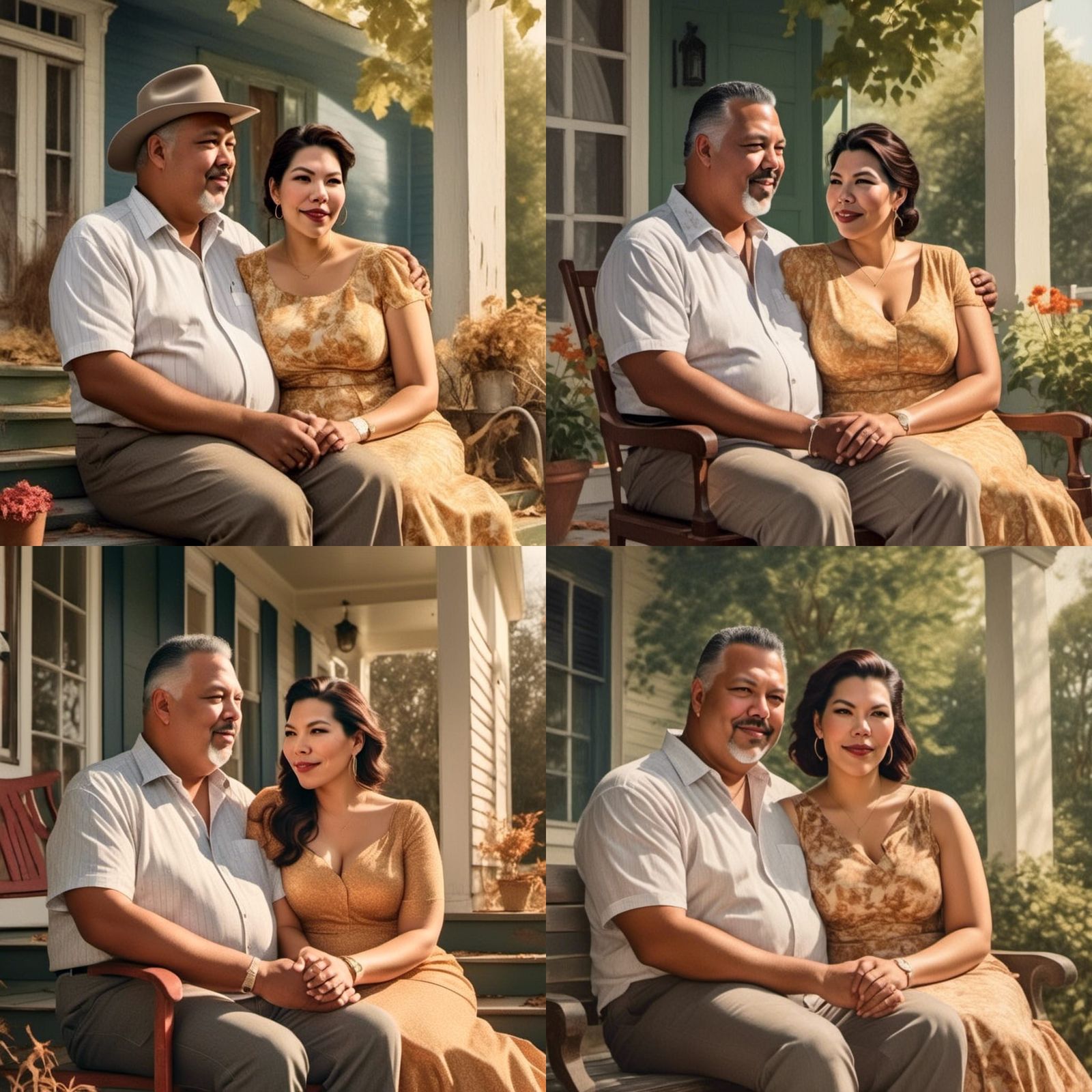 Happy Old Couple in Norman Rockwell Style