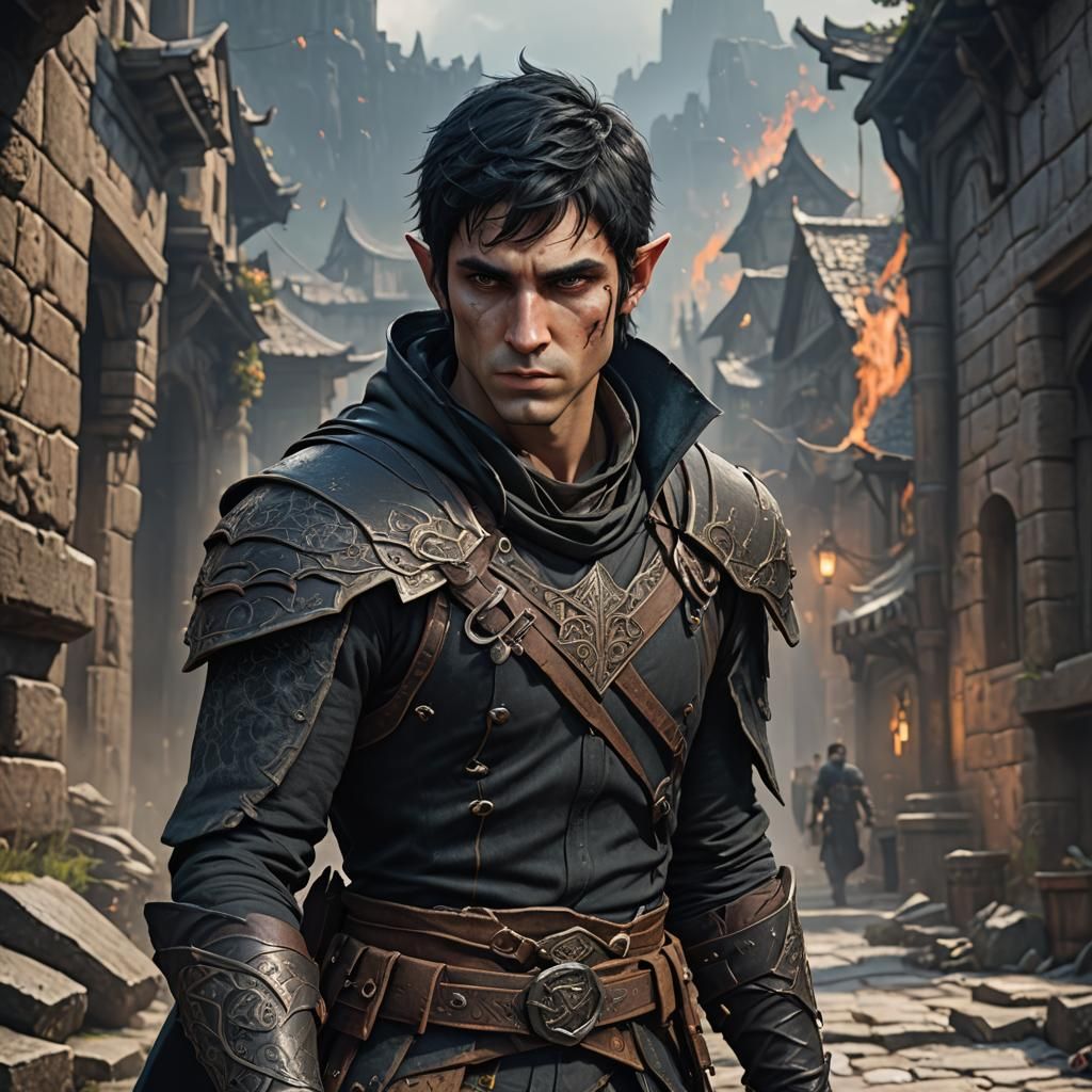 Detailed Half-Elf Rogue Concept Art