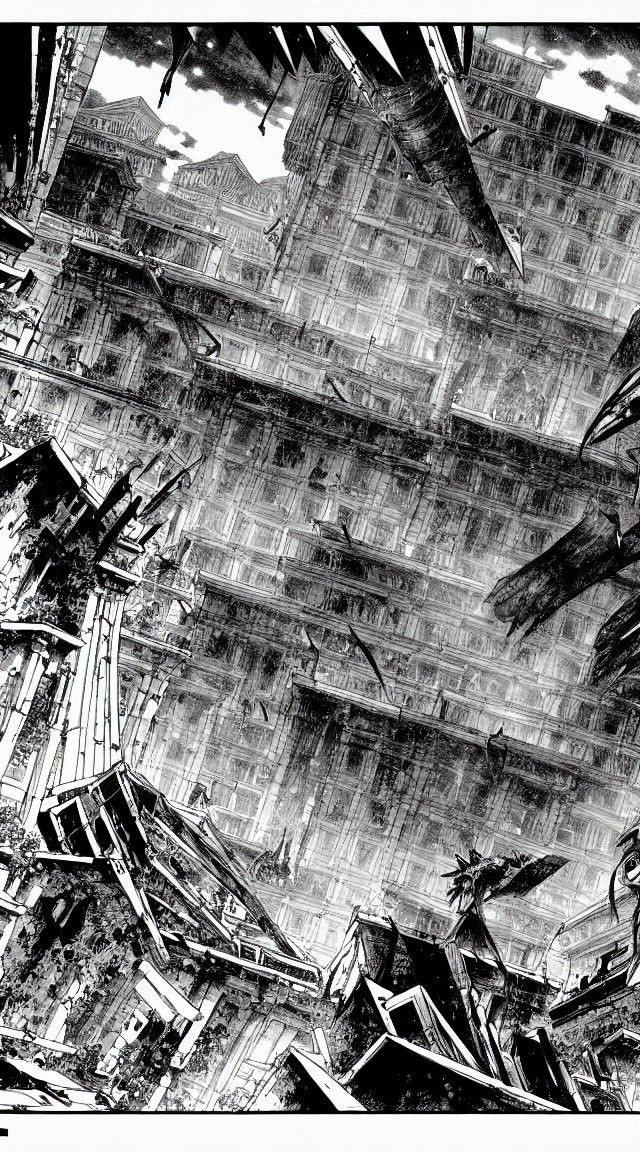 Manga Panel in Piranesi Architectural Style