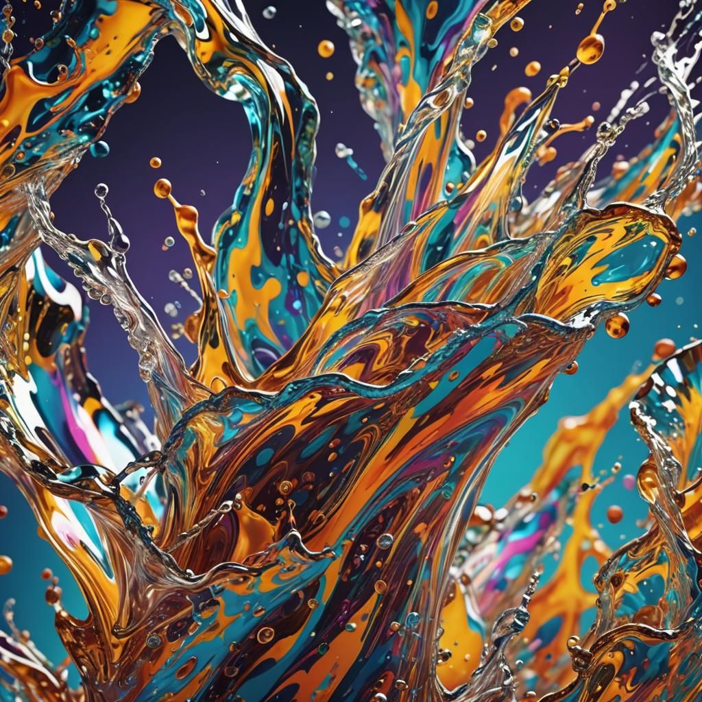 Psychedelic Soda Pour in Splash Art Style