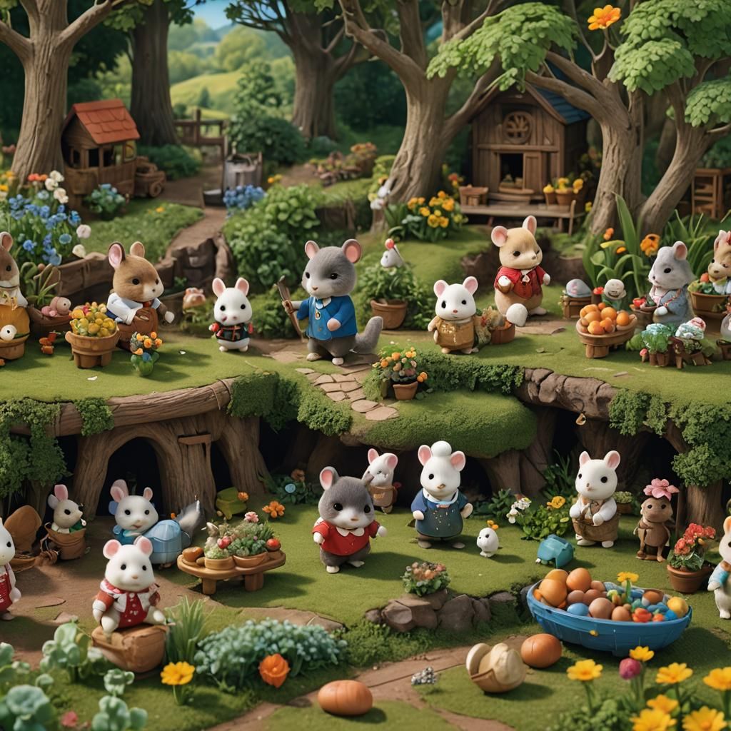 Detailed Sylvanian Families Mole Matte Painting