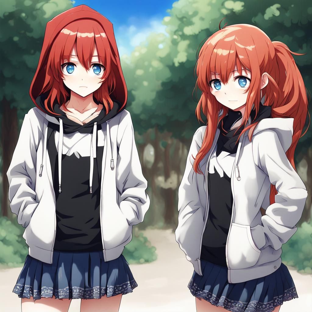 Anime Girls with Red and Black Hair