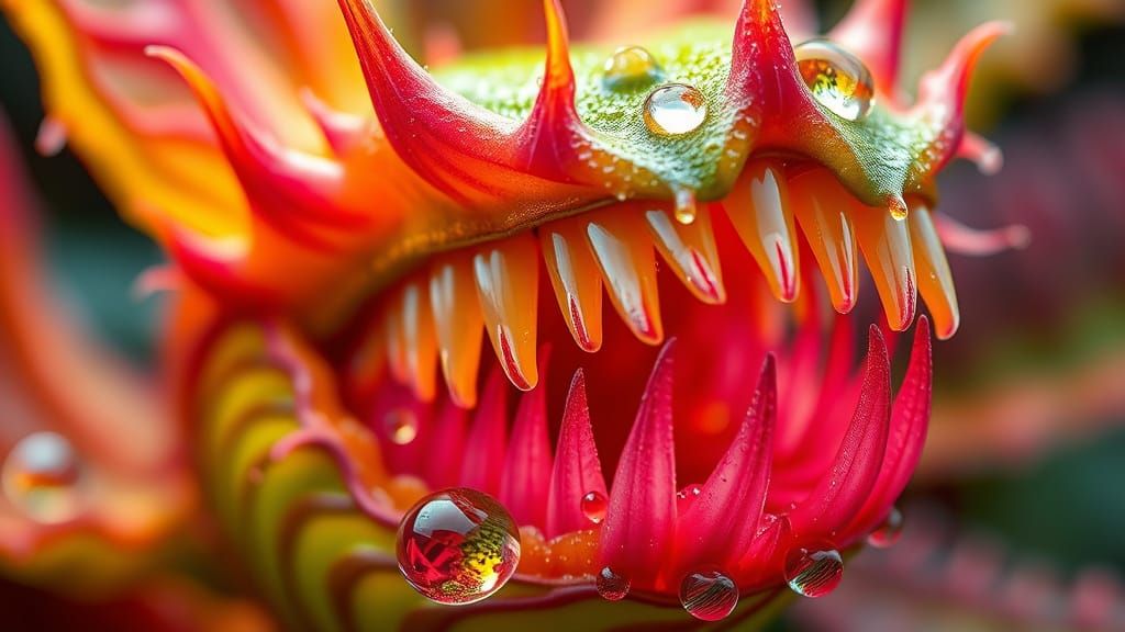 Crystal-Toothed Carnivorous Plant in Biomechanical Style