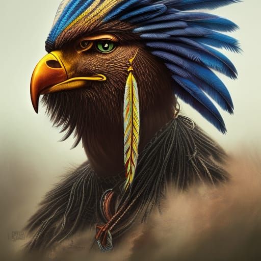 Thunder Eagle Portrait in Mythical Fantasy Style