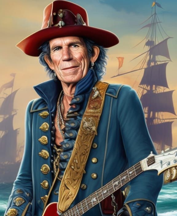 Portrait of Keith Richards as pirate William Turner from dis...