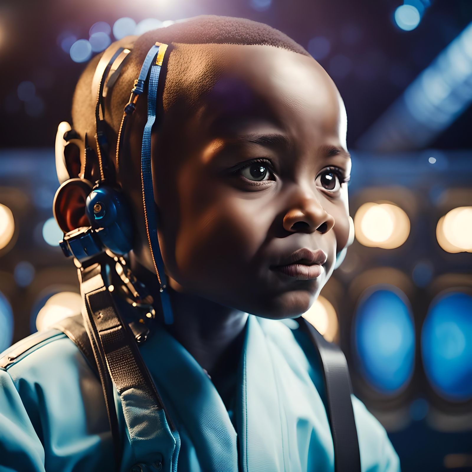 Tanzanian Boy Portrait in Spaceship, Professional Photograph...