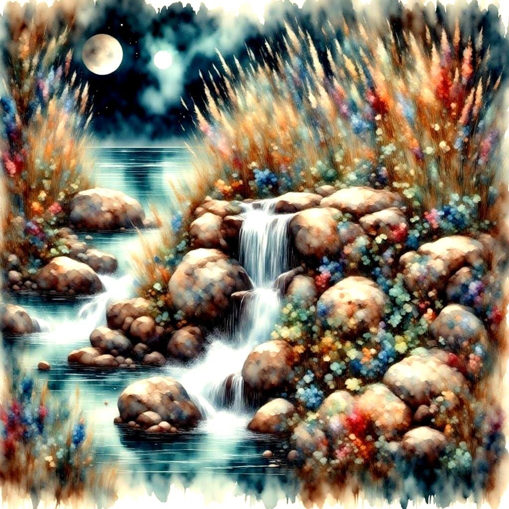 Moonlit Mermaids in Antique Watercolor Style