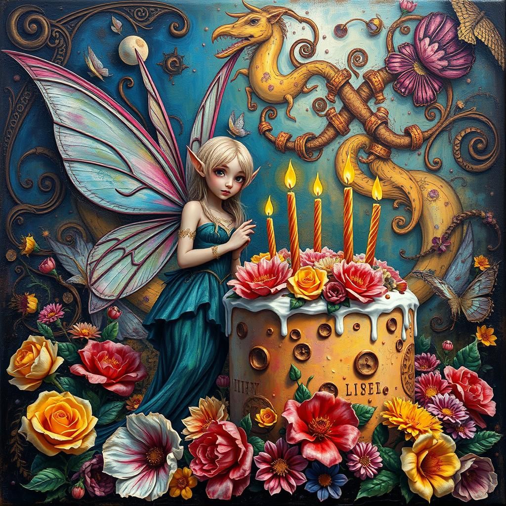 Fairy and Elf Celebrate with Impasto Cake