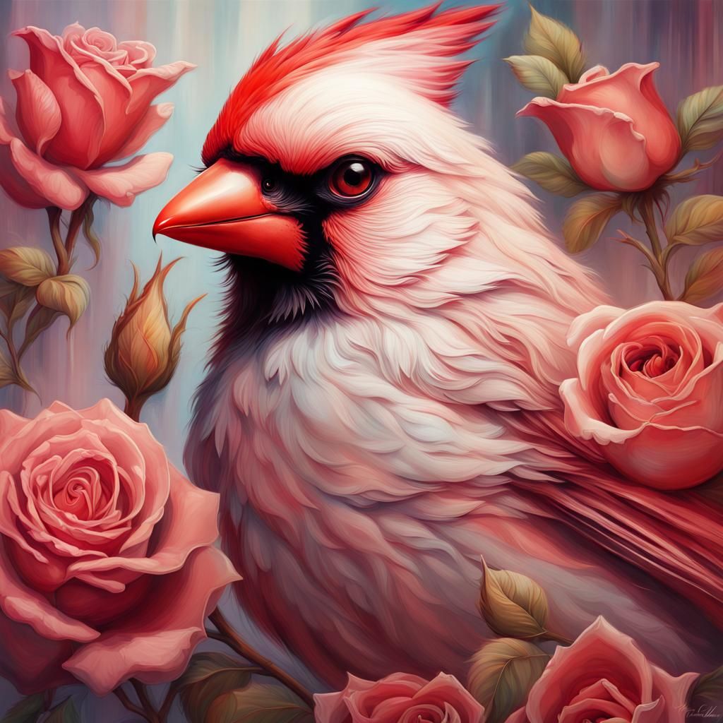 Ethereal Cardinal Bird in Splash Art Style
