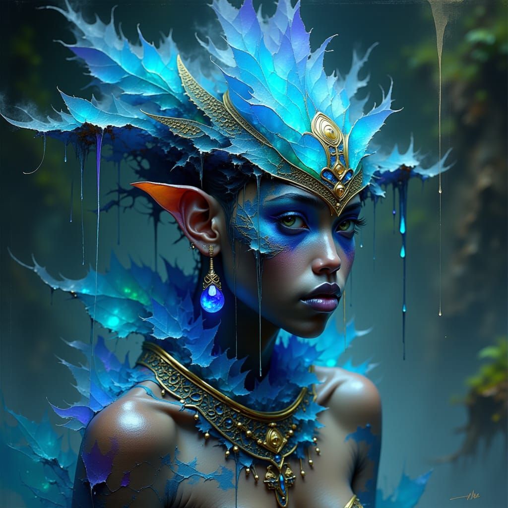 Amazonian Warrior with Petrified Skin in Digital Art Style