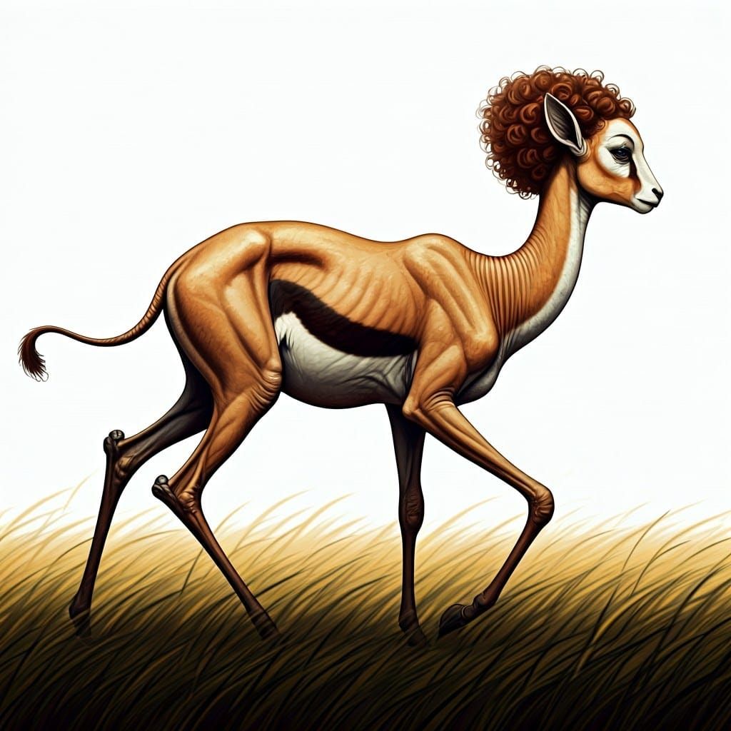 Posthuman Grazer Maiden in Sci-Fi Line Art