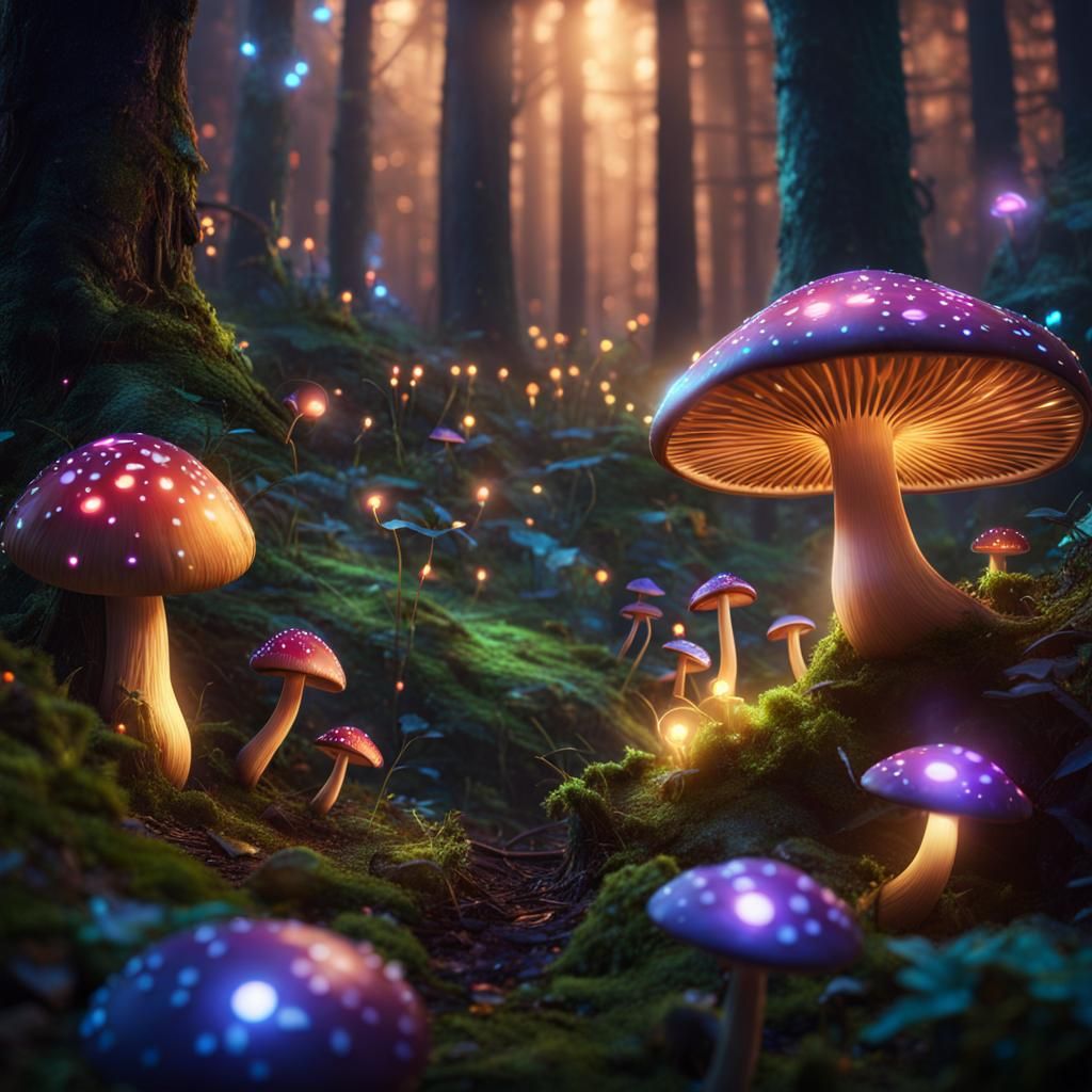 Enchanted Mushroom Party in a Fairy Forest
