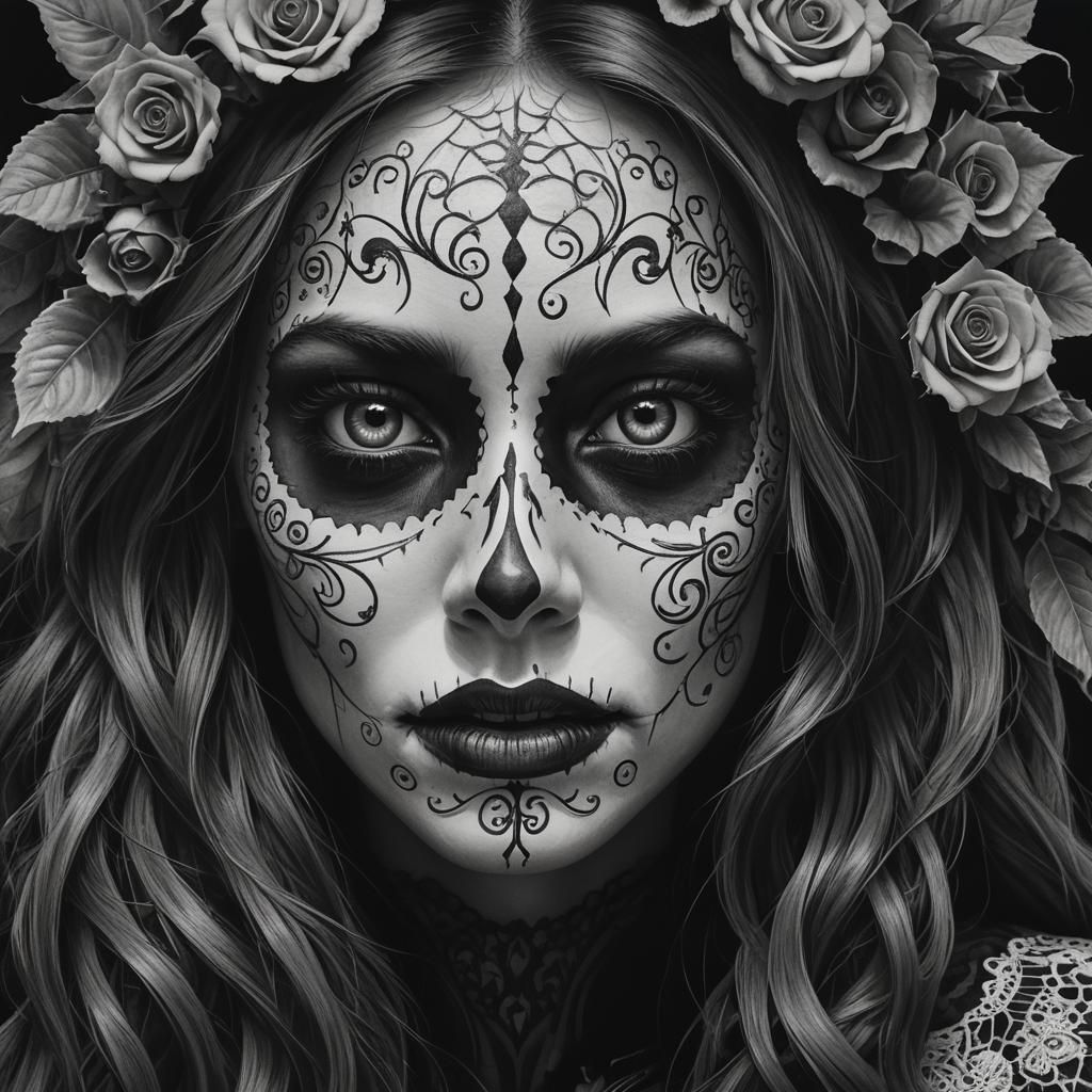 Arab Woman as Catrina in Hyperrealistic Art