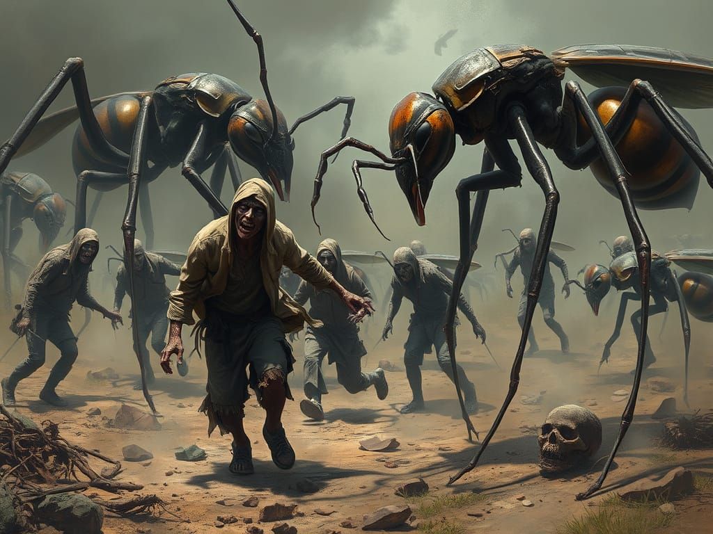 Zombies Versus Giant Ants in Apocalyptic Battle