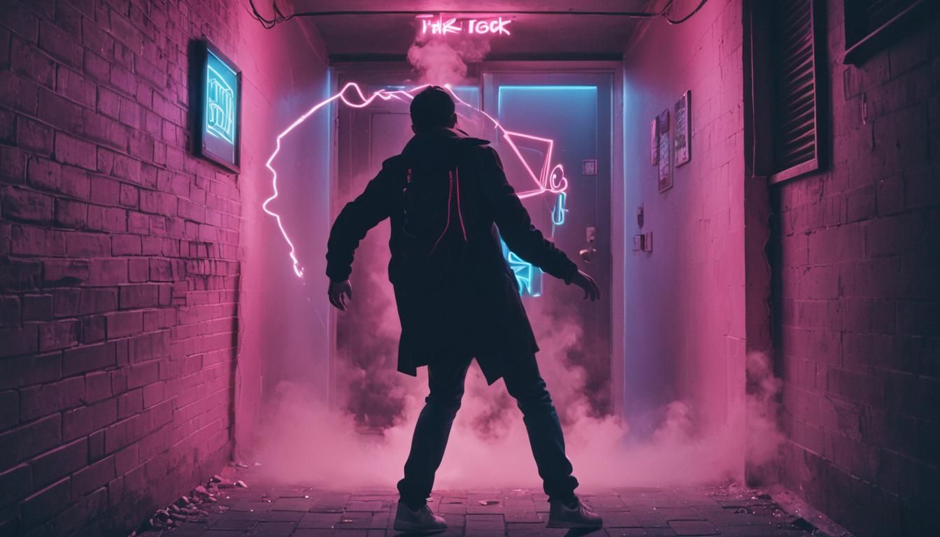 TikTok Live Surreal Doorway in Neon Alleyway