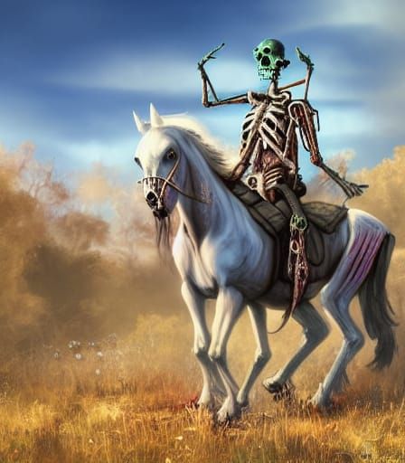 Undead Cowboy Zombie on Skeleton Horse Illustration