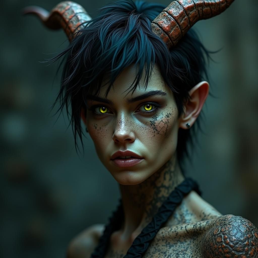 Dragon Woman Portrait in Dark Fantasy Style