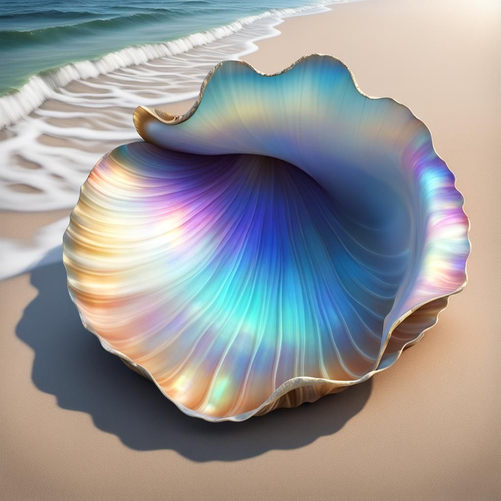 Iridescent Pearl in Mother-of-Pearl Clam Shell