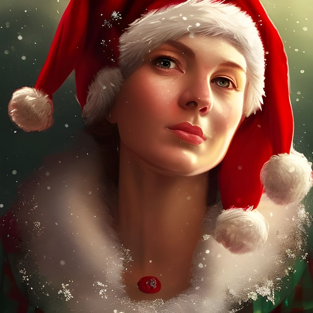 Ornate Portrait of Mrs. Claus in Art Nouveau Style