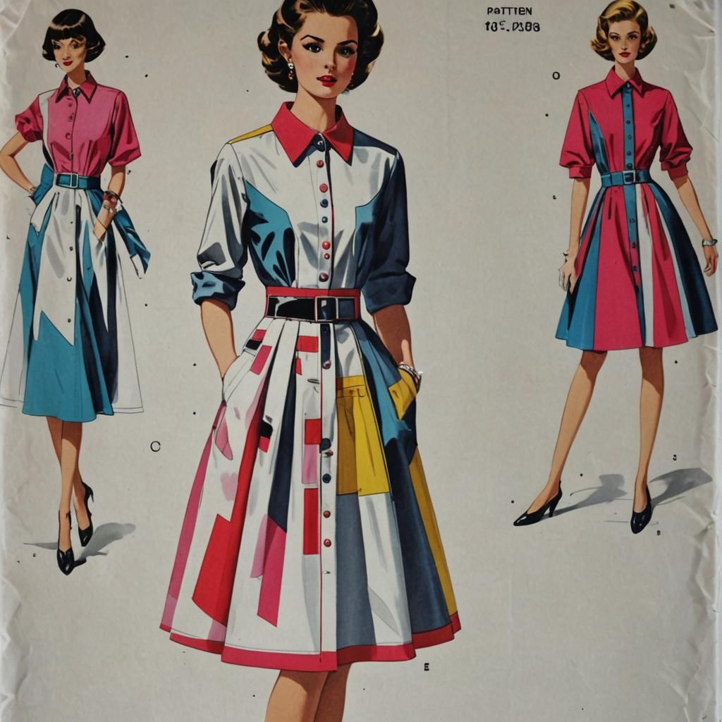 Futuristic Postmodern Shirtwaist Dress Sewing Pattern