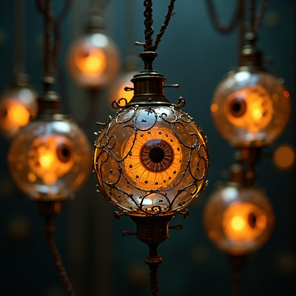 Glowing Nixie Eyeballs in Surrealist Style