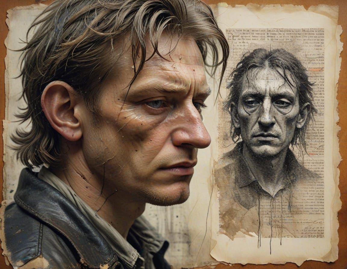 Moody Portrait of Young Mad Eye Moody in Rainy Hogwarts