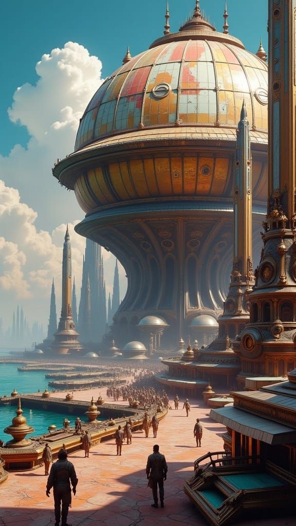 Cyberpunk Cityscape on the Solka Coastline of Planet Rhythis