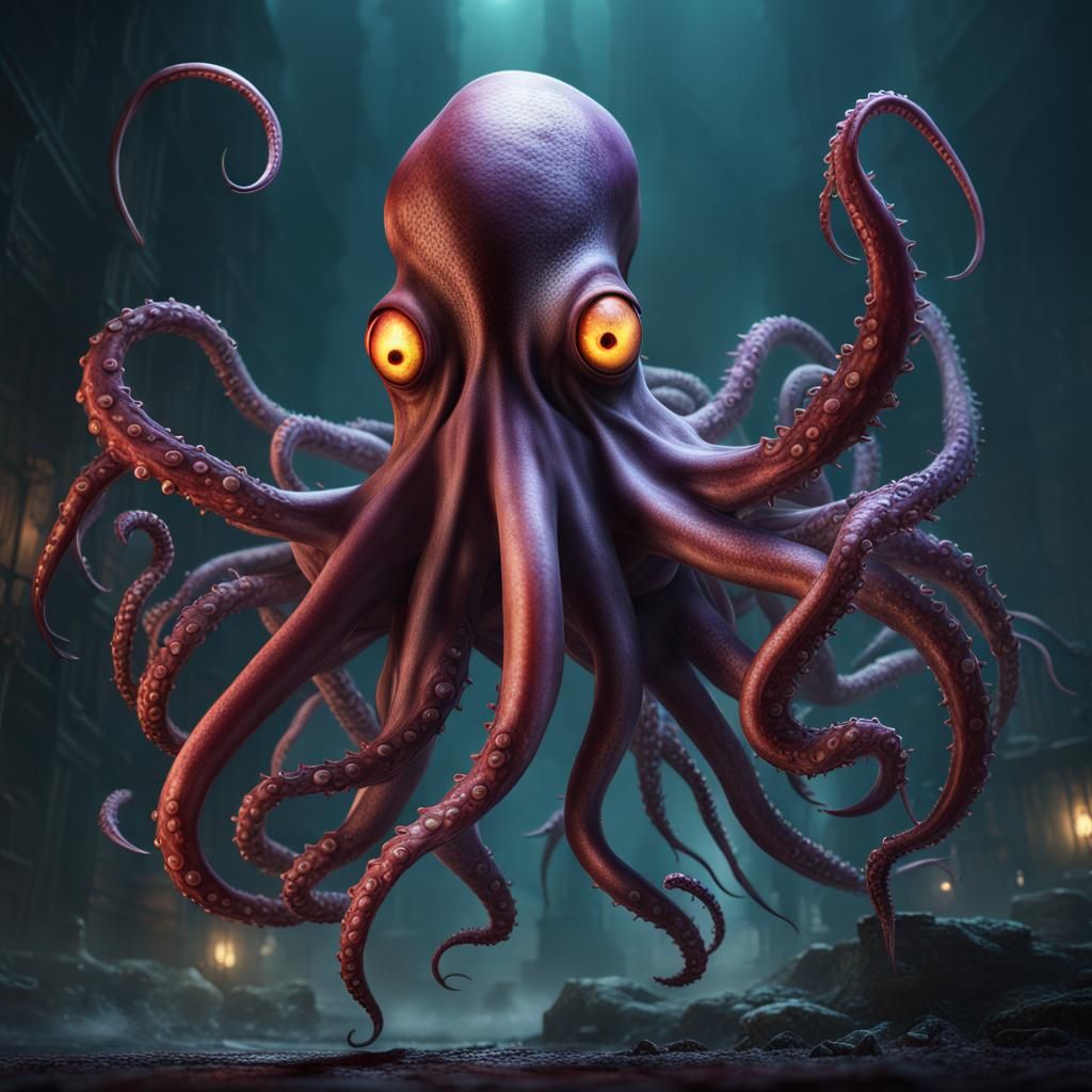 Demonic Lovecraftian Squid Concept Art