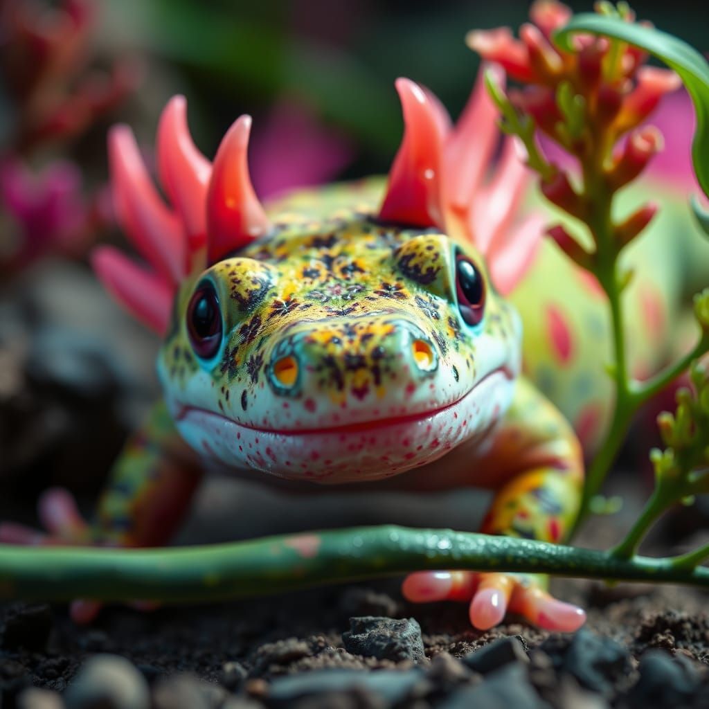 Axolotl in its Natural Habitat as a Vivid Cinematic Portrait
