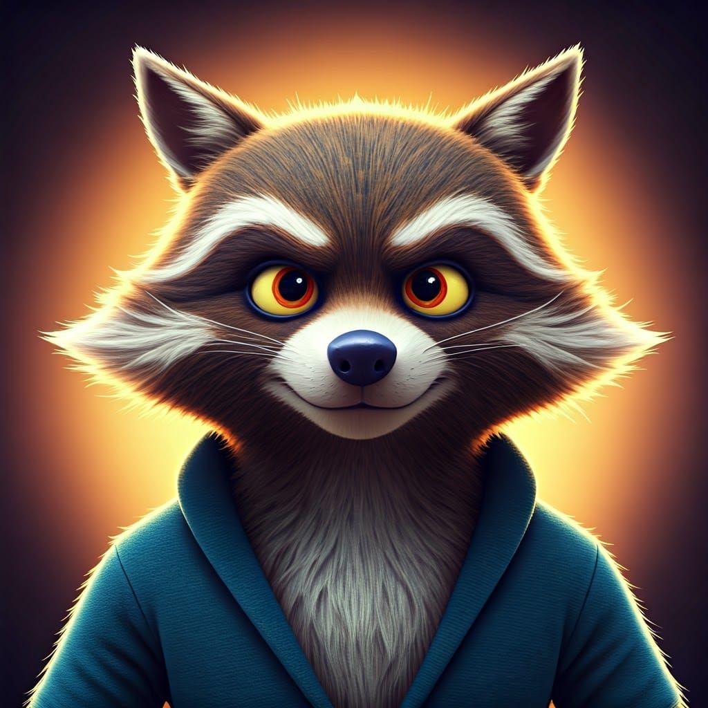 Warlock Raccoon in Vibrant Cinematic Style