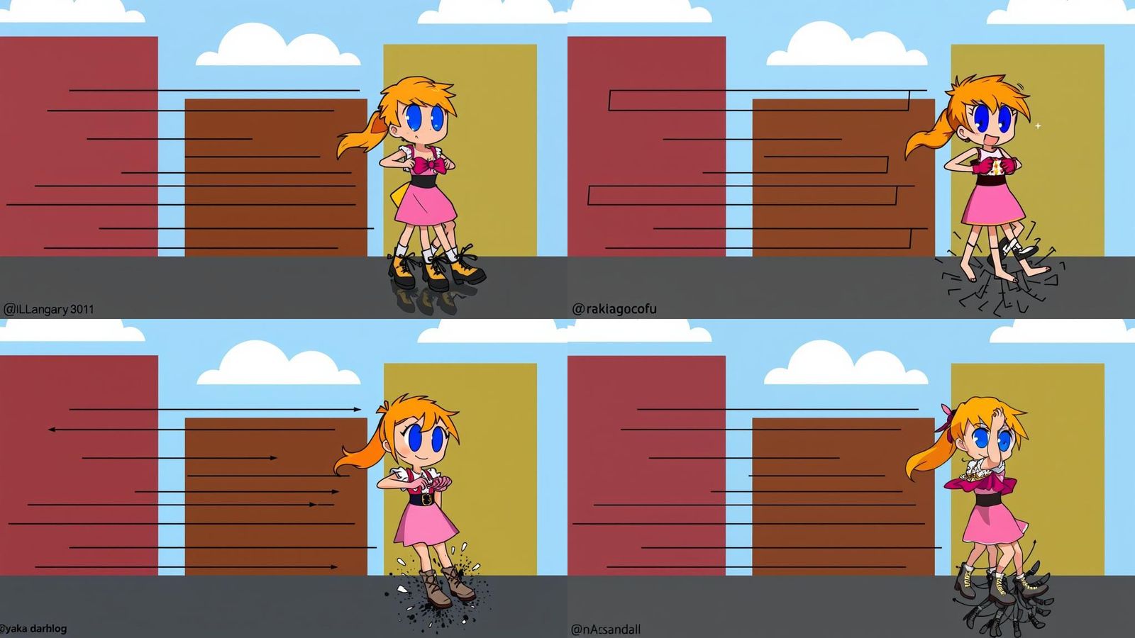 Cartoon Woman Parachuting in Pink Princess Dress