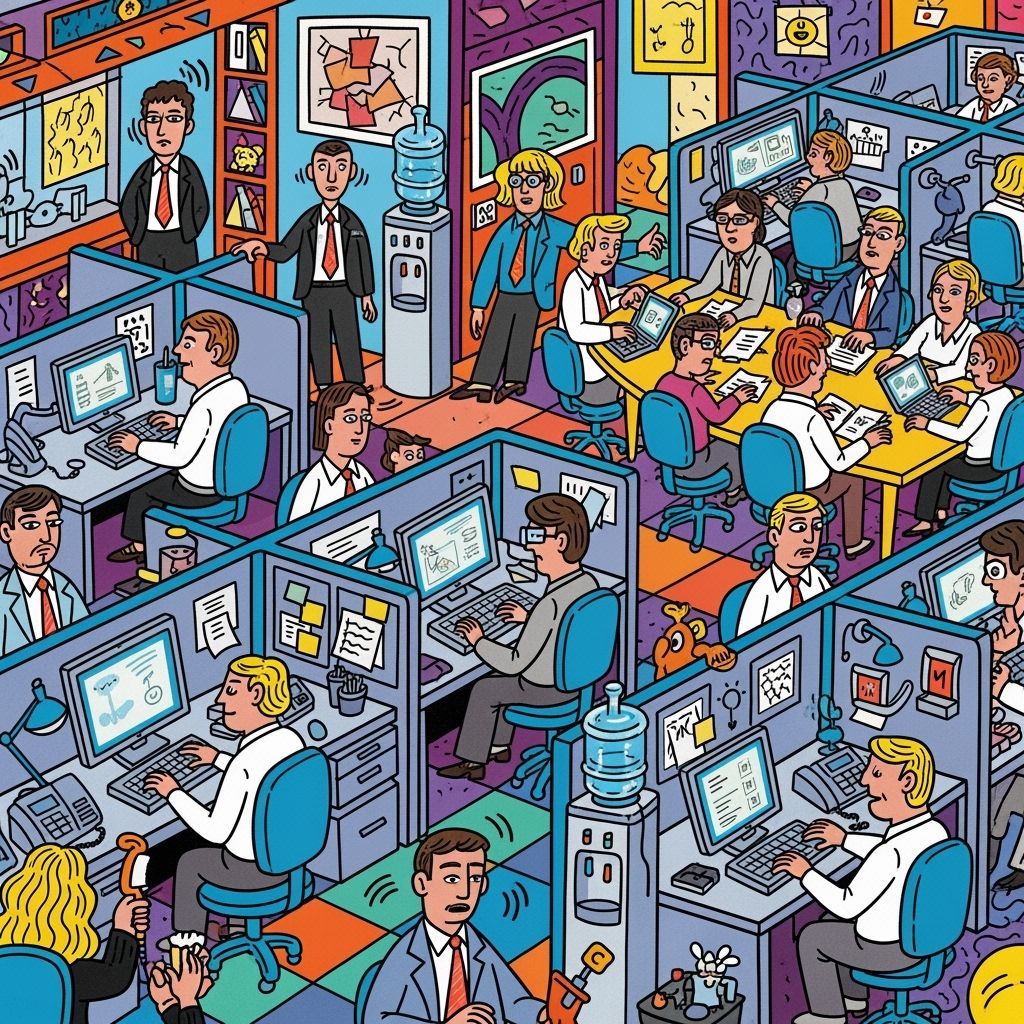 Dynamic Office Life Collage in Pop Art Style
