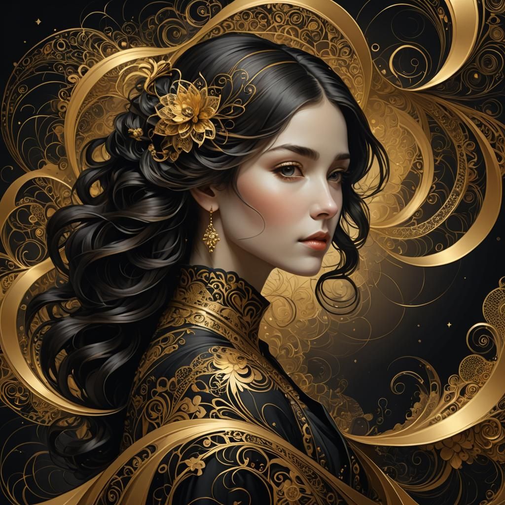 Abstract vector fractal woman portrait 1