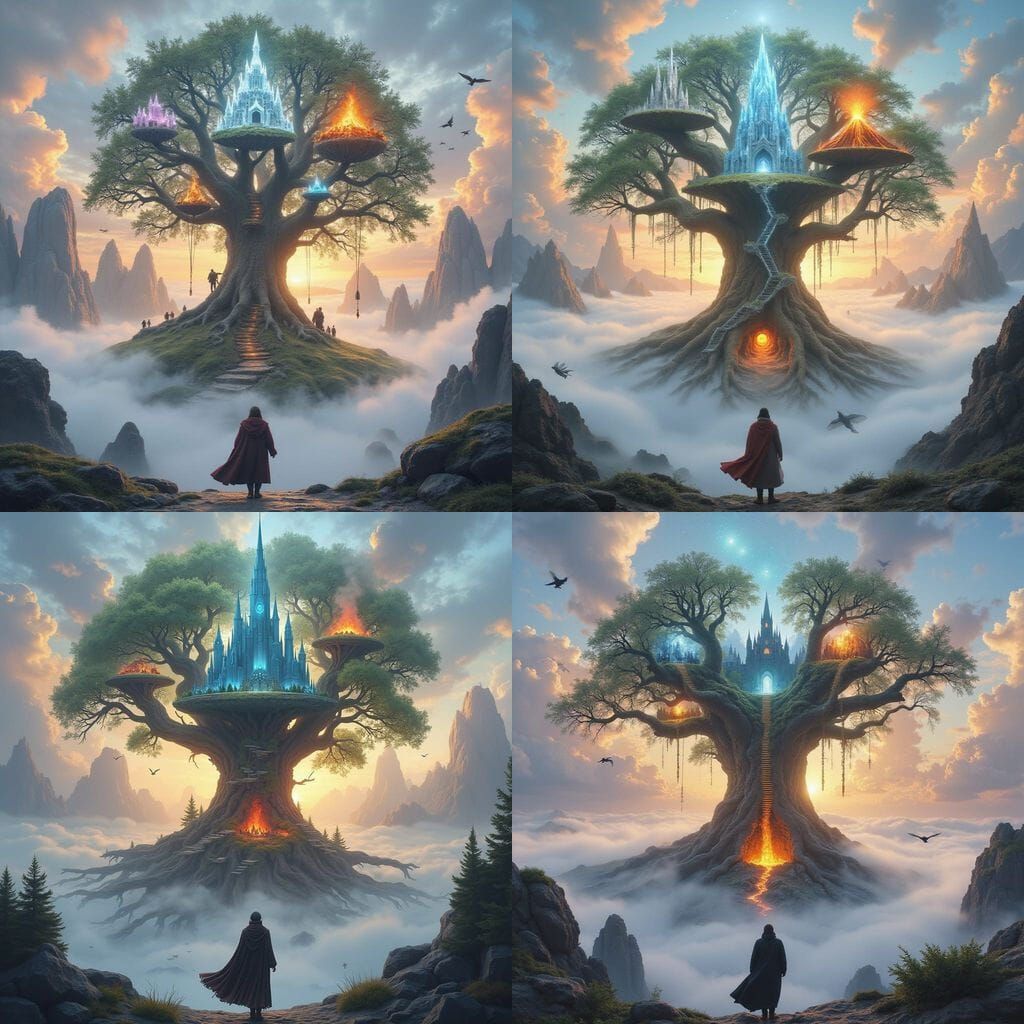 Tree of Worlds in Fog: A Digital Art Creation