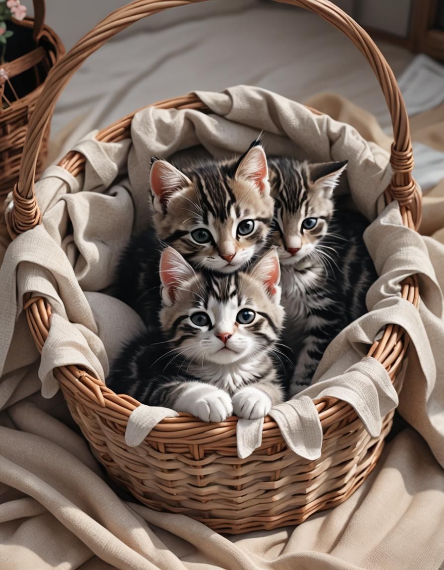 Kittens Snuggling: 3D Anime Aesthetic