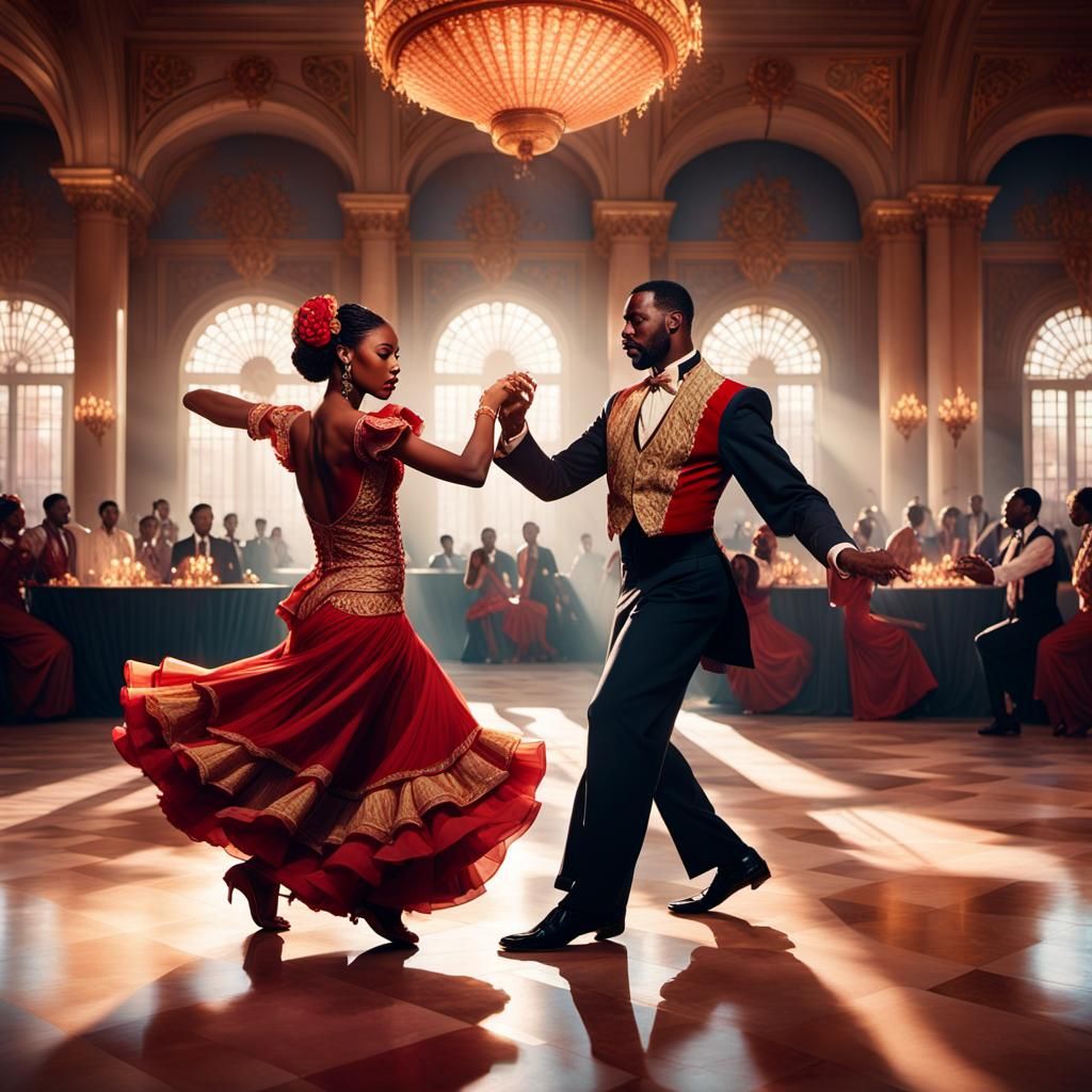 Flamenco Dance in Opulent Ballroom: Cinematic Still