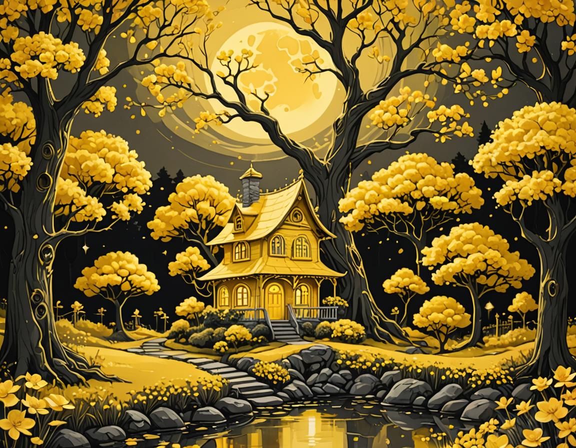 Luminous Yellow Fairy Tale Illustration