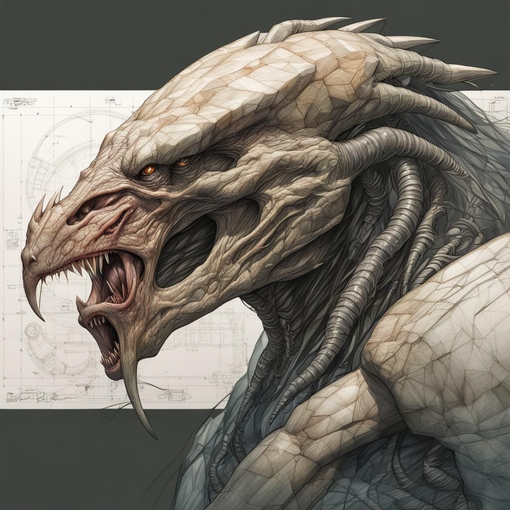 Monstrous Predator: Hyperrealistic Technical Blueprint