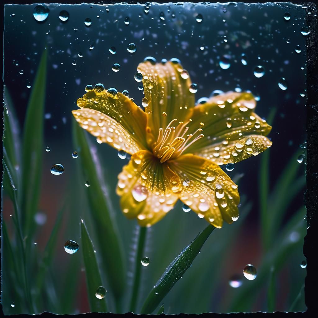 Iridescent Dewy Flower in Wheat Paste Style