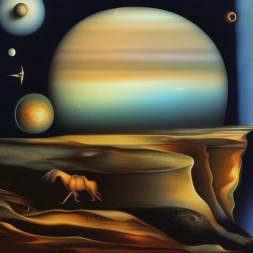 Surreal Elephants Dream on Jupiter, Dali Style