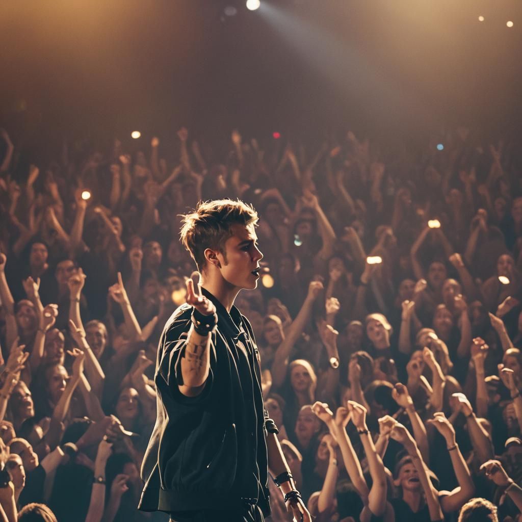 Singer on Stage in Golden Hour Lighting