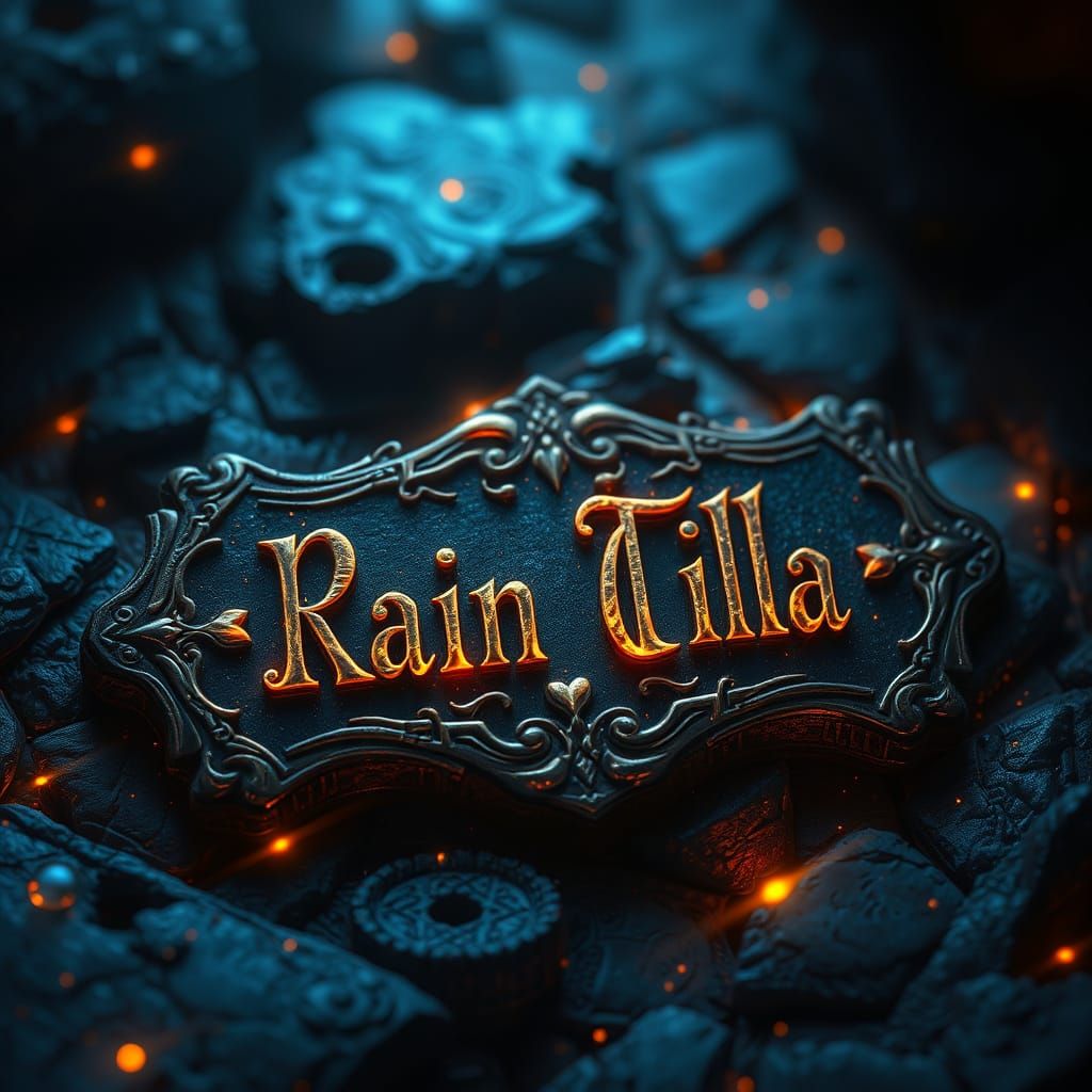 Fantasy Name Tag in Rich, Velvety Darkness