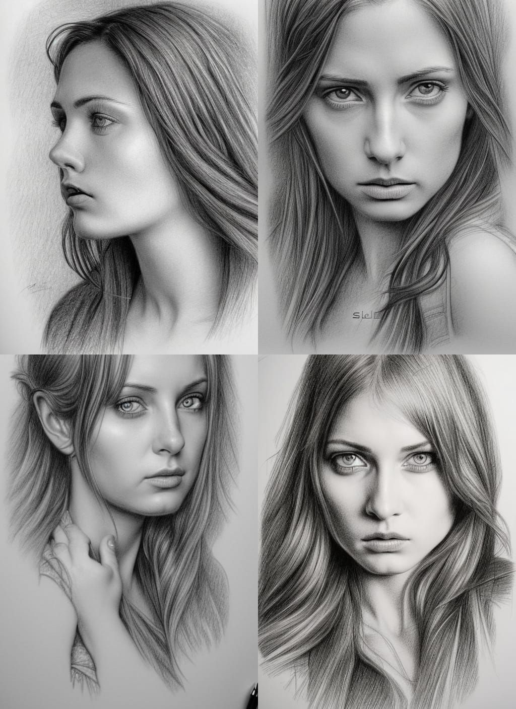 Detailed Pencil Sketch of Freckled Girl