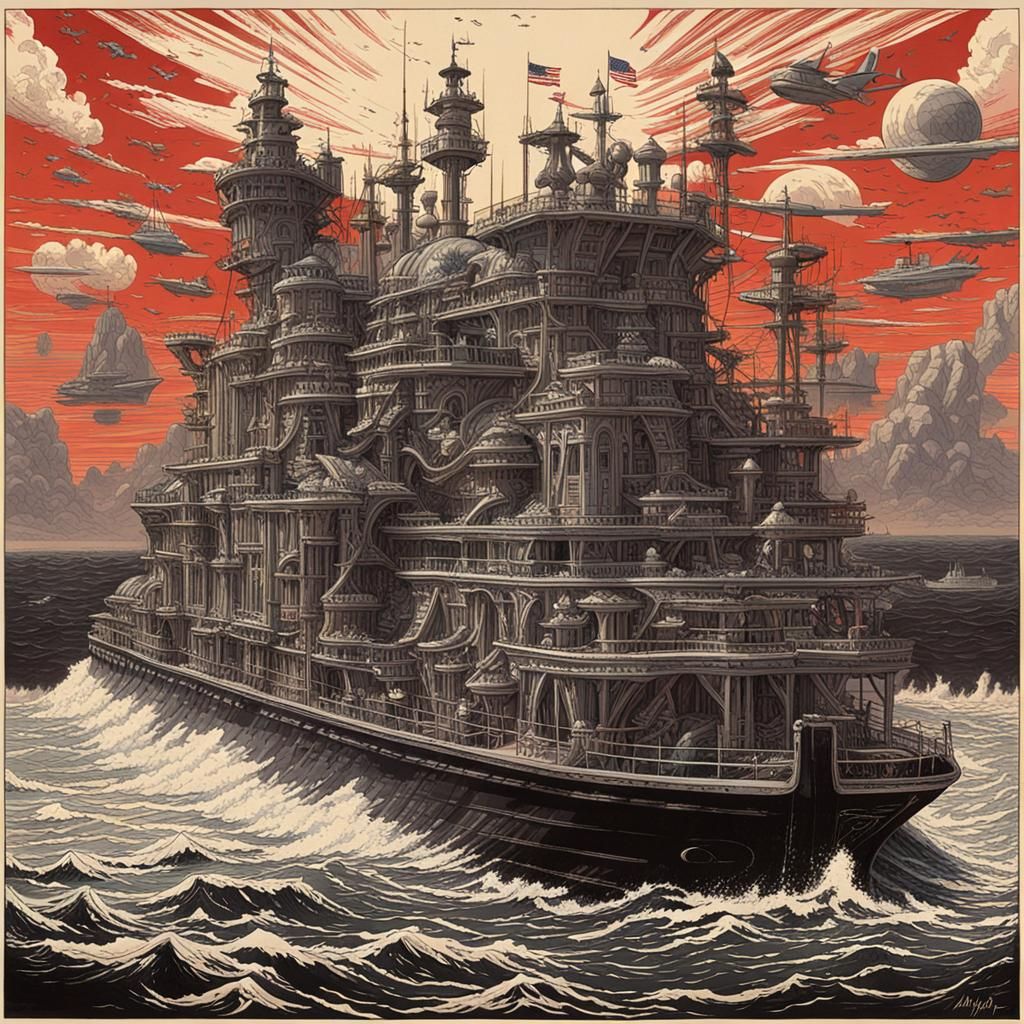 Atlantis sinking and psychically revived American warlord Blood meridian in Malibu surreal psyops heart of darkness in l...